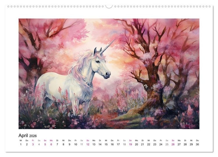 Produktbild: Geliebte Einh&ouml;rner (hochwertiger Premium Wandkalender 2026 DIN A2 quer), Kunstdruck in Hochglanz
