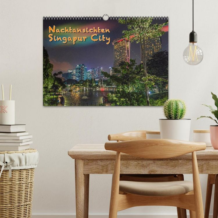 Produktbild: Nachtansichten Singapur City (Wandkalender 2026 DIN A3 quer), CALVENDO Monatskalender
