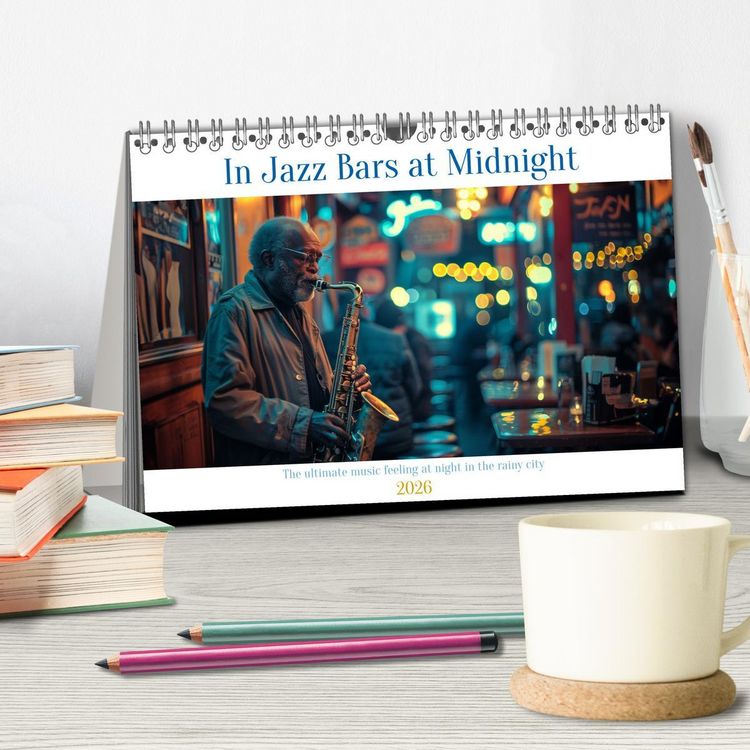Produktbild: In Jazz Bars at Midnight (Desk Calendar 2026 DIN A5 landscape), CALVENDO 12 Month DeskCalendar