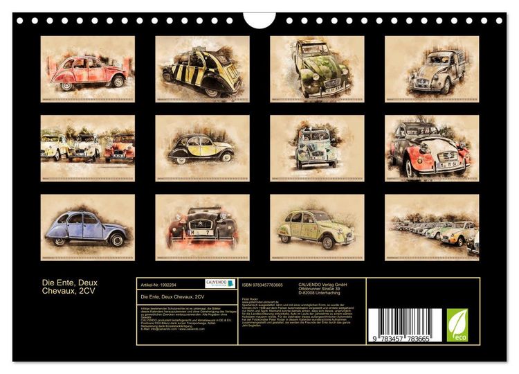 Produktbild: Die Ente, Deux Chevaux, 2CV (Wandkalender 2026 DIN A4 quer), CALVENDO Monatskalender