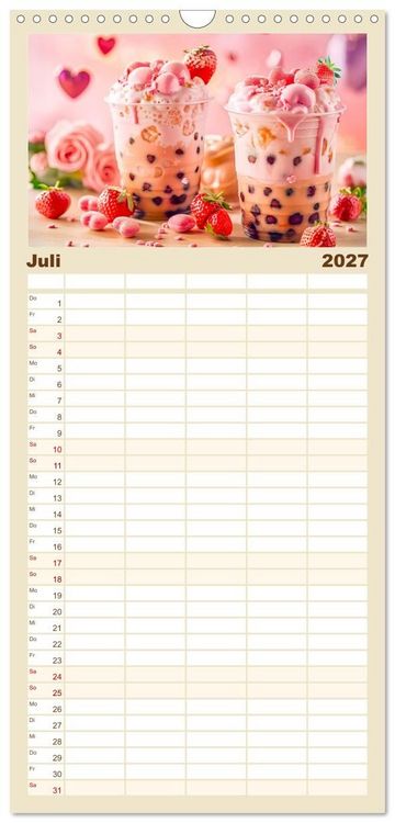 Produktbild: Familienplaner 2027 - Cappuccino, Latte und mehr - Der gro&szlig;e Kaffeekalender mit 5 Spalten (Wandkalender, 21 x 45 cm) CALVENDO