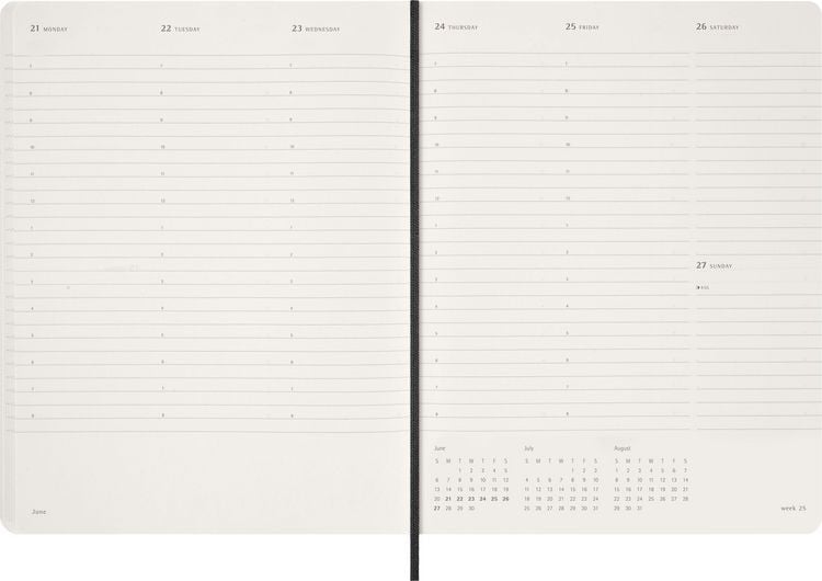 Produktbild: Moleskine 15 Monate Essential Wochenkalender 2026/2027, 1 Wo = 2 Seiten, vertikal, XXL, weicher Einband, Schwarz