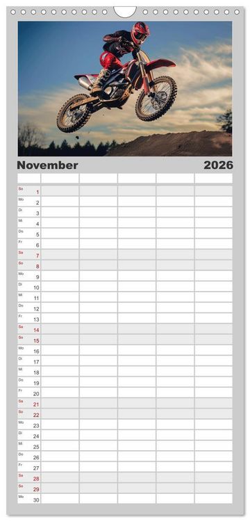 Produktbild: Familienplaner 2026 - Motorcross Welt mit 5 Spalten (Wandkalender, 21 x 45 cm) CALVENDO