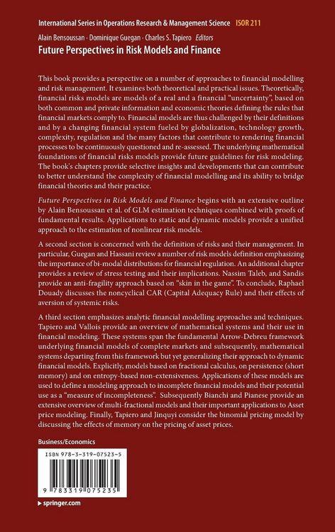 Produktbild: Future Perspectives in Risk Models and Finance
