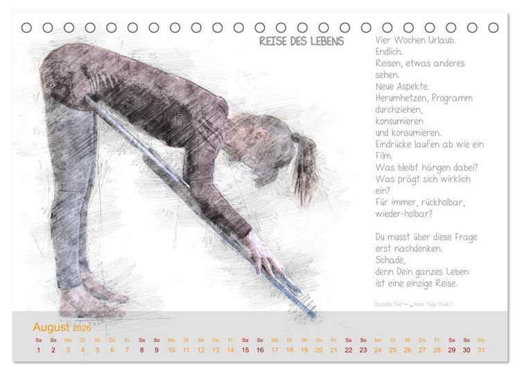 Produktbild: YOGA Inspirationen mit Texten zum Nachdenken (Tischkalender 2026 DIN A5 quer), CALVENDO Monatskalender