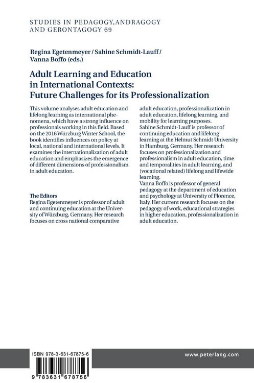 Produktbild: Adult Learning and Education in International Contexts: Future Challenges for its Professionalization