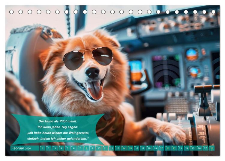 Produktbild: Der tierisch lustige Piloten-Kalender (Tischkalender 2026 DIN A5 quer), CALVENDO Monatskalender
