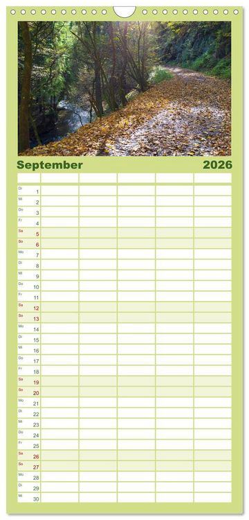 Produktbild: Familienplaner 2026 - Traumhafte Wege durch die Eifel mit 5 Spalten (Wandkalender, 21 x 45 cm) CALVENDO