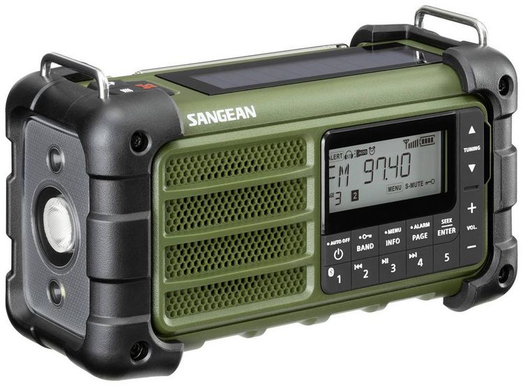 Produktbild: Sangean MMR-99 FM Green Outdoorradio UKW, MW Notfallradio, Bluetooth&reg; Solarpanel, spritzwassergesch&uuml;tzt, staubdicht Gr&uuml;n