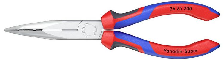 Produktbild: Knipex 26 25 200 Elektronik- u. Feinmechanik Flachrundzange 40&deg; gebogen Vanadium Elektrostahl 200 mm