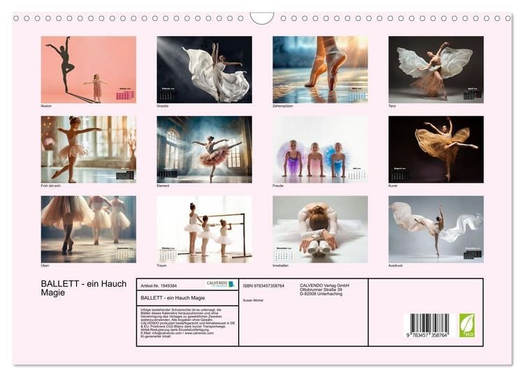 Produktbild: BALLETT - ein Hauch Magie (Wandkalender 2026 DIN A3 quer), CALVENDO Monatskalender