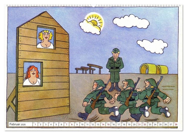 Produktbild: Da lachte die NVA - Karikaturen aus der DDR (hochwertiger Premium Wandkalender 2026 DIN A2 quer), Kunstdruck in Hochglanz