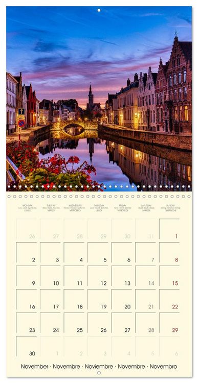 Produktbild: Gand et Bruges au cr&eacute;puscule (Calendrier mural carr&eacute; 2026 30x30 cm) Calendrier double avec une page pour vos prises de notes