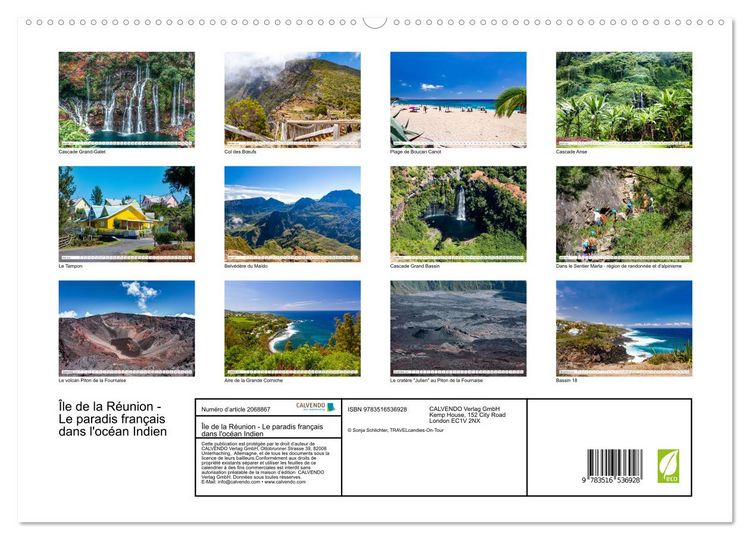Produktbild: &Icirc;le de la R&eacute;union - Le paradis fran&ccedil;ais dans l'oc&eacute;an Indien (Calendrier mural 2026 DIN A2 vertical) calendrier de bureau