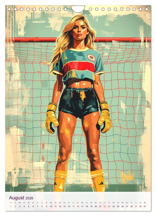 Produktbild: Frauenfu&szlig;ball - Old School Poster Style (Wandkalender 2026 DIN A4 hoch), CALVENDO Monatskalender
