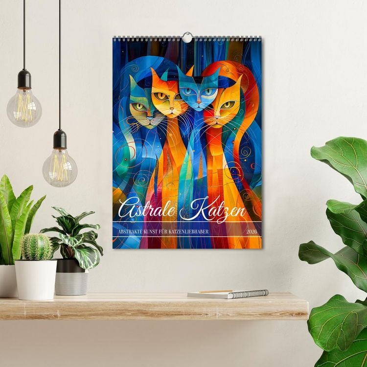 Produktbild: Astrale Katzen - Abstrakte Kunst f&uuml;r Katzenliebhaber (Wandkalender 2026 DIN A3 hoch), CALVENDO Monatskalender