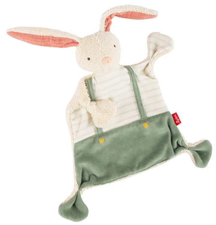 Produktbild: Sigikid 31045 - Schnuffeltuch Hase mit Hosentr&auml;ger, beige/gr&uuml;n, Baumwolle, 18x6x24cm