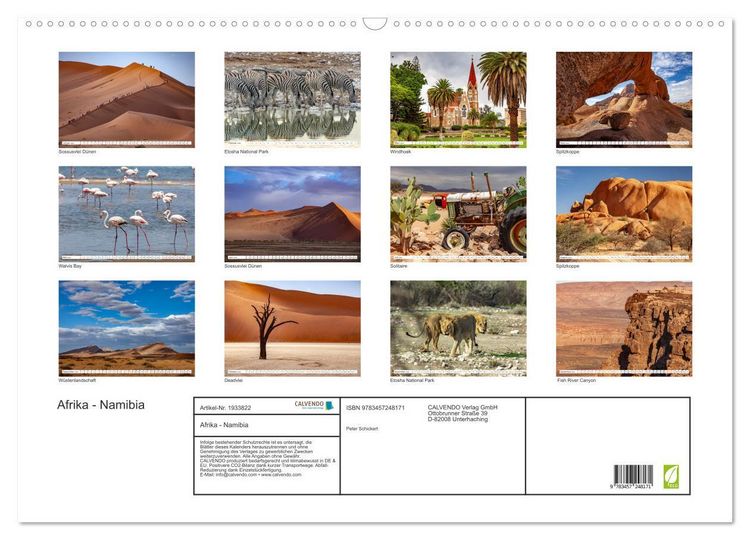 Produktbild: Afrika - Namibia (Wandkalender 2026 DIN A2 quer), CALVENDO Monatskalender