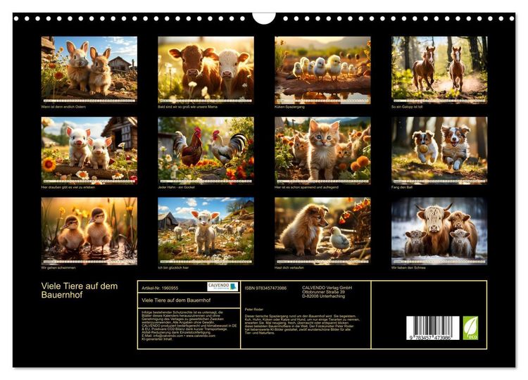 Produktbild: Viele Tiere auf dem Bauernhof (Wandkalender 2026 DIN A3 quer), CALVENDO Monatskalender