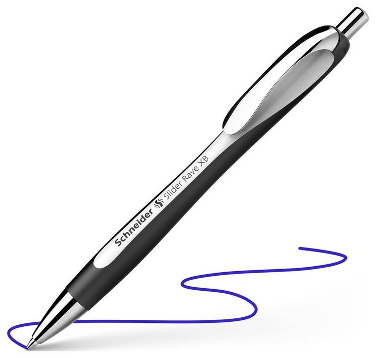 Produktbild: Schneider Schreibger&auml;te Slider Rave wei&szlig;-schwarz Mine XB blau 132549 Kugelschreiber Schreibfarbe: Blau 1 St.