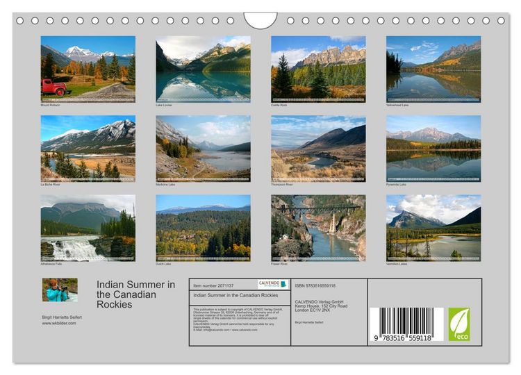 Produktbild: Indian Summer in the Canadian Rockies (Wall Calendar 2026 DIN A4 landscape), CALVENDO 12 Month Wall Calendar