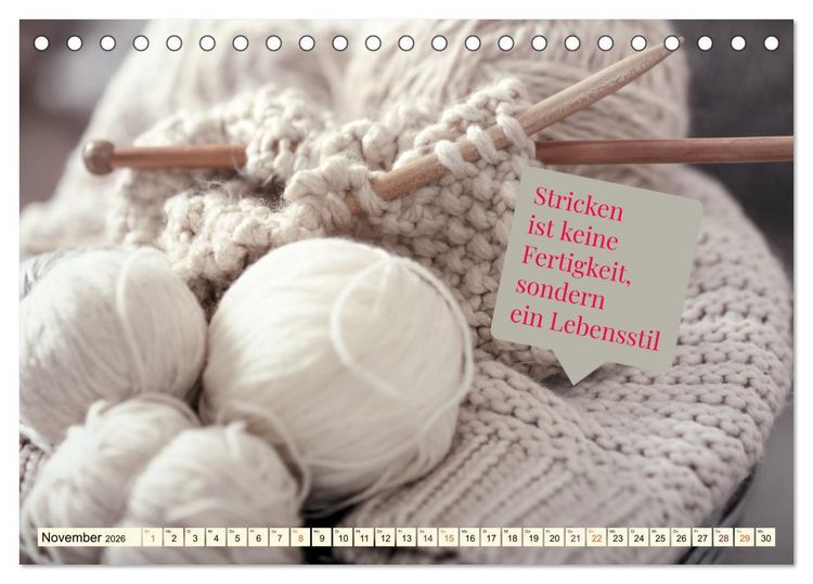 Produktbild: WOLLE Stricken ist eine Passion (Tischkalender 2026 DIN A5 quer), CALVENDO Monatskalender