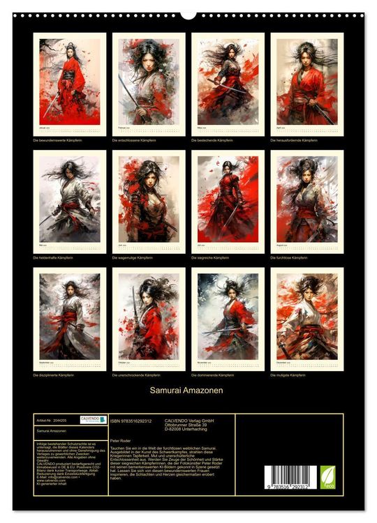 Produktbild: Samurai Amazonen (hochwertiger Premium Wandkalender 2026 DIN A2 hoch), Kunstdruck in Hochglanz