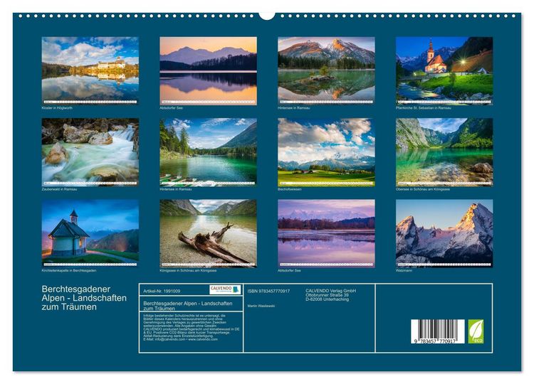 Produktbild: Berchtesgadener Alpen - Landschaften zum Tr&auml;umen (hochwertiger Premium Wandkalender 2026 DIN A2 quer), Kunstdruck in Hochglanz