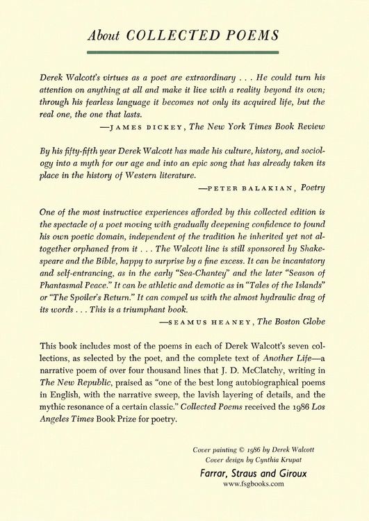 Produktbild: Derek Walcott Collected Poems 1948-1984
