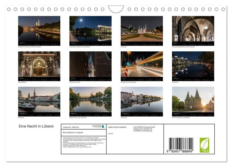 Produktbild: Eine Nacht in L&uuml;beck (Wandkalender 2026 DIN A4 quer), CALVENDO Monatskalender