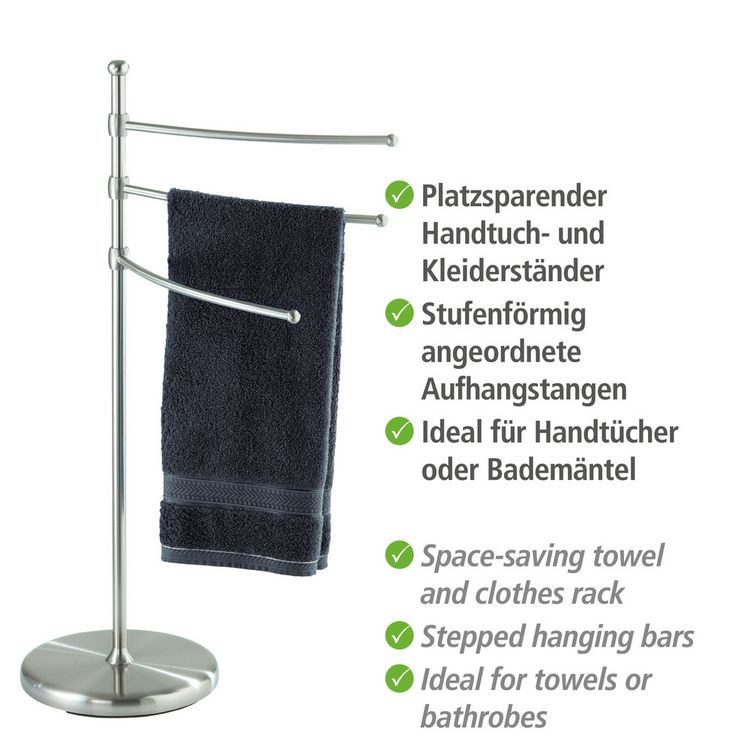 Produktbild: Handtuchst&auml;nder Mod. Adiamo mit 3 Armen, h&ouml;henverstellbare Handtucharme