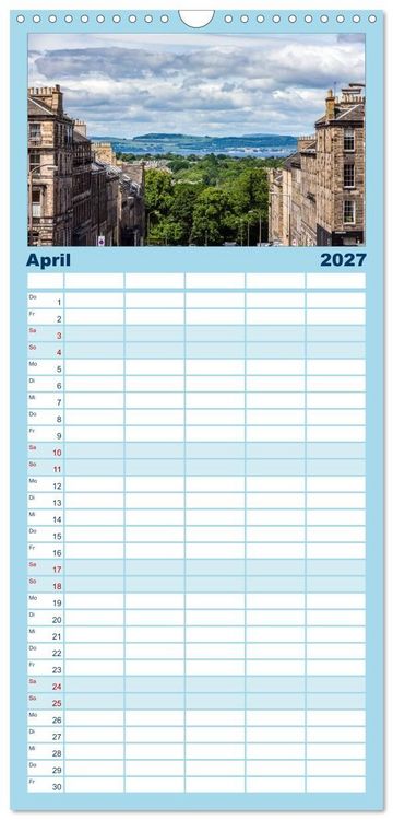 Produktbild: Familienplaner 2027 - Faszination Edinburgh mit 5 Spalten (Wandkalender, 21 x 45 cm) CALVENDO