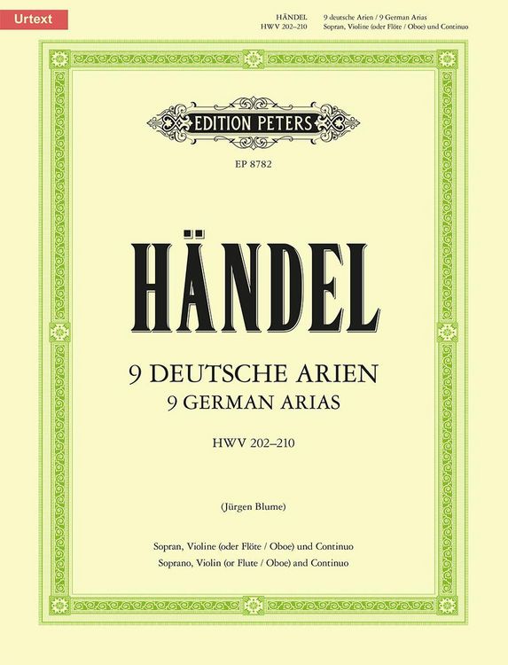 Produktbild: 9 Deutsche Arien HWV 202-210 / URTEXT