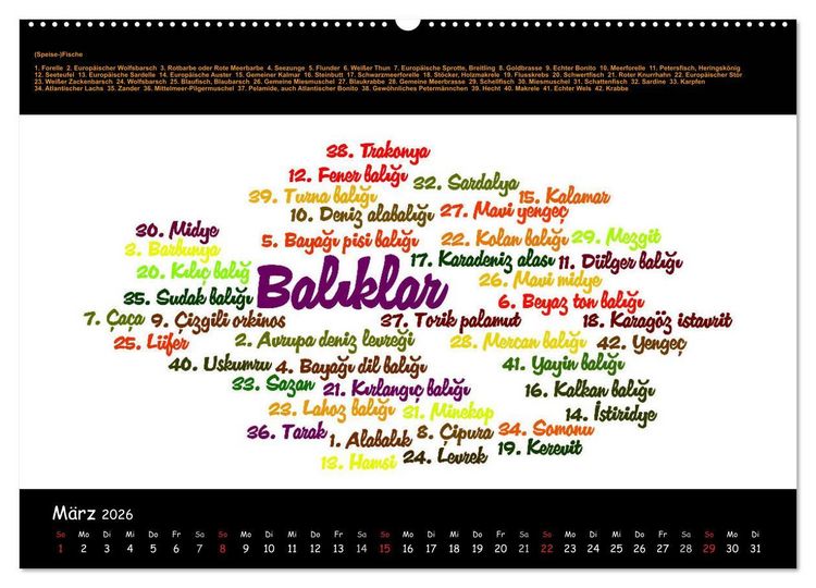 Produktbild: Sprachkalender T&uuml;rkisch-Deutsch (hochwertiger Premium Wandkalender 2026 DIN A2 quer), Kunstdruck in Hochglanz