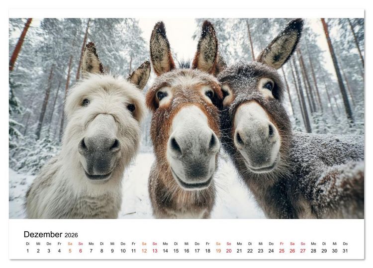 Produktbild: Esel - sanfte Seelen, gro&szlig;e Ohren (Tischkalender 2026 DIN A5 quer), CALVENDO Monatskalender