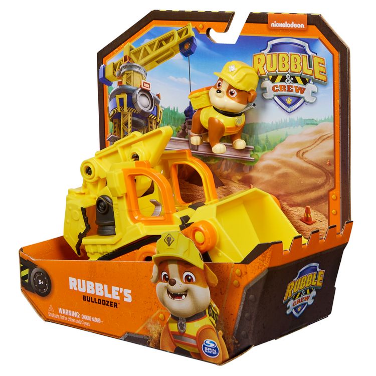 Produktbild: Rubble und Crew - Planierraupen-Baufahrzeug mit Rubble-Figur, bewegliche Schaufel & Bagger, Spielzeug aus der TV-Serie, ab 3 Jahren