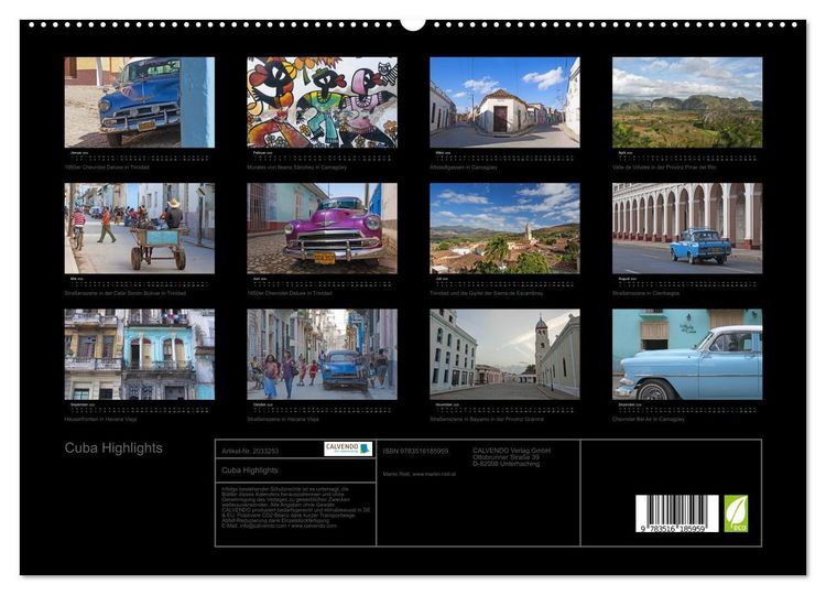 Produktbild: Cuba Highlights (hochwertiger Premium Wandkalender 2026 DIN A2 quer), Kunstdruck in Hochglanz