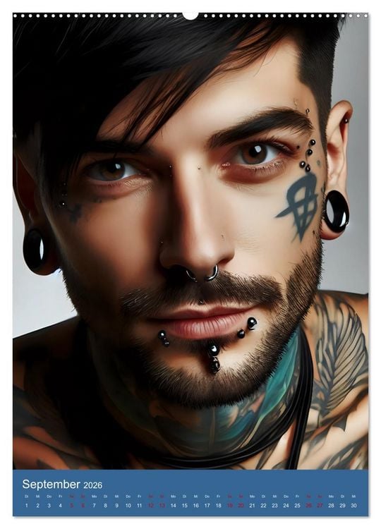 Produktbild: Tattoo und Piercing Men (Wandkalender 2026 DIN A2 hoch), CALVENDO Monatskalender