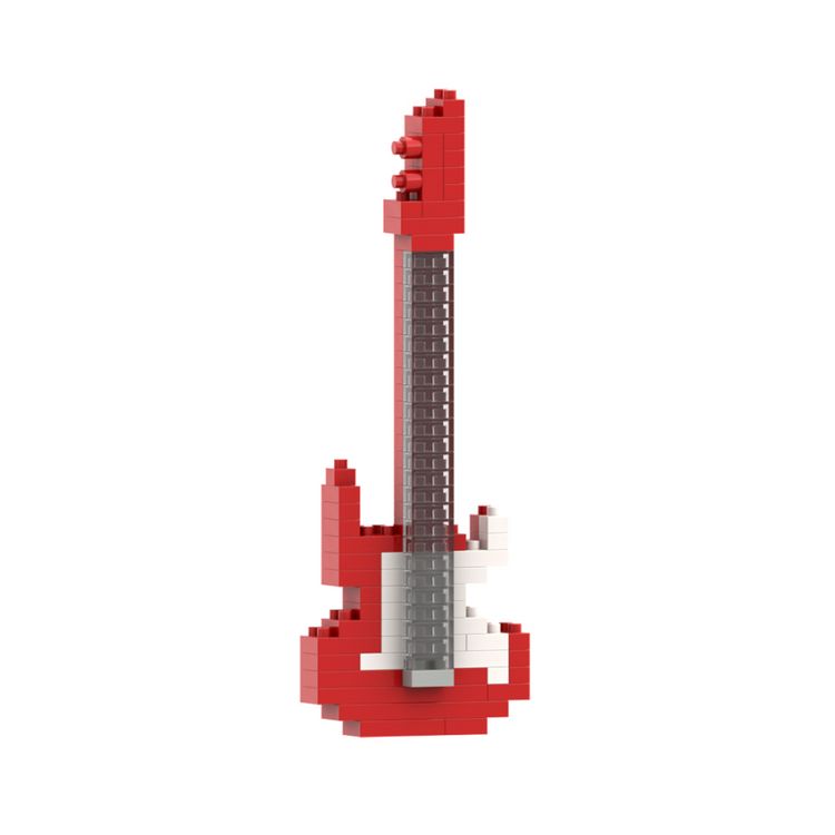 Produktbild: BRIXIES 200120 - E-Gitrarre rot, 3D Konstruktionsbausatz aus Ministeinen, 115 Teile