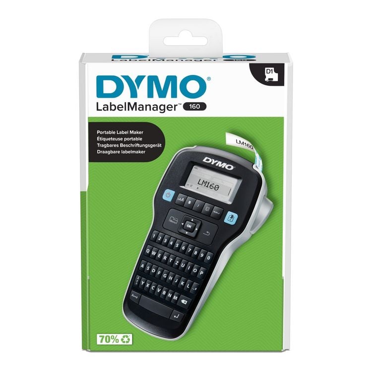Produktbild: DYMO LabelManager 160 Beschriftungsger&auml;t Geeignet f&uuml;r Schriftband: D1 6 mm, 9 mm, 12mm