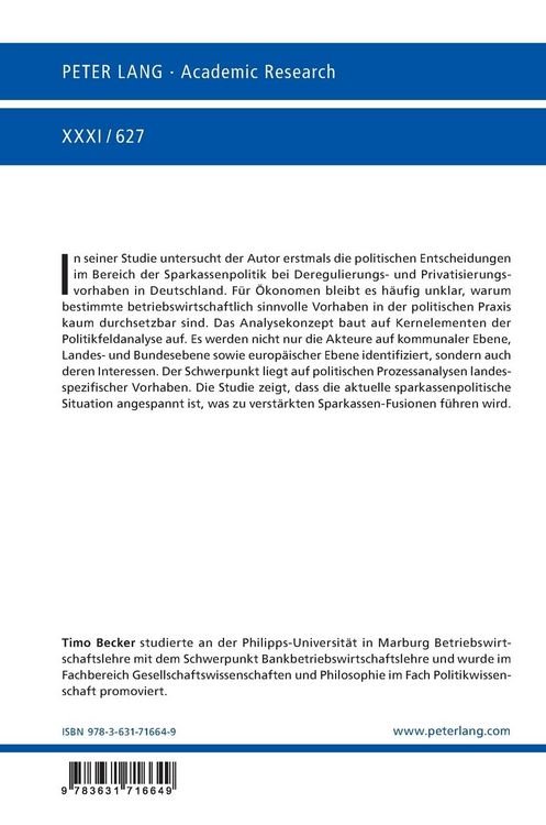 Produktbild: Sparkassenpolitik in Deutschland