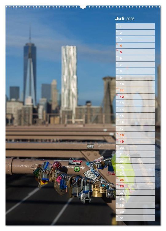 Produktbild: New York City Geburtstagskalender (Wandkalender 2026 DIN A2 hoch), CALVENDO Monatskalender
