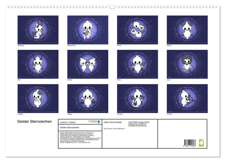 Produktbild: Geister Sternzeichen (Wandkalender 2026 DIN A2 quer), CALVENDO Monatskalender