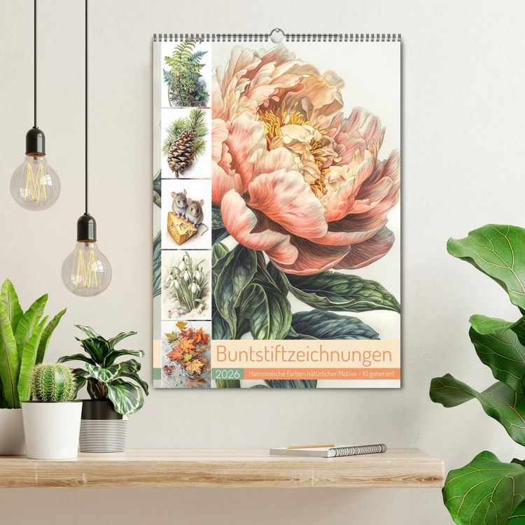 Produktbild: Buntstiftzeichnungen (Wandkalender 2026 DIN A2 hoch), CALVENDO Monatskalender