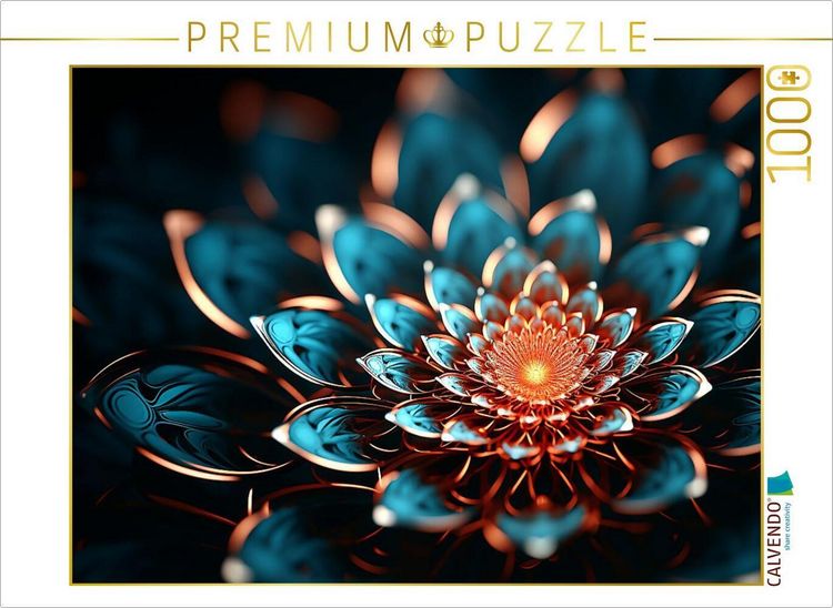 Produktbild: CALVENDO Puzzle Fibonacci in einer Bl&uuml;te in 3D Fraktal | 1000 Teile Lege-Gr&ouml;&szlig;e 64x48cm Foto-Puzzle f&uuml;r gl&uuml;ckliche Stunden