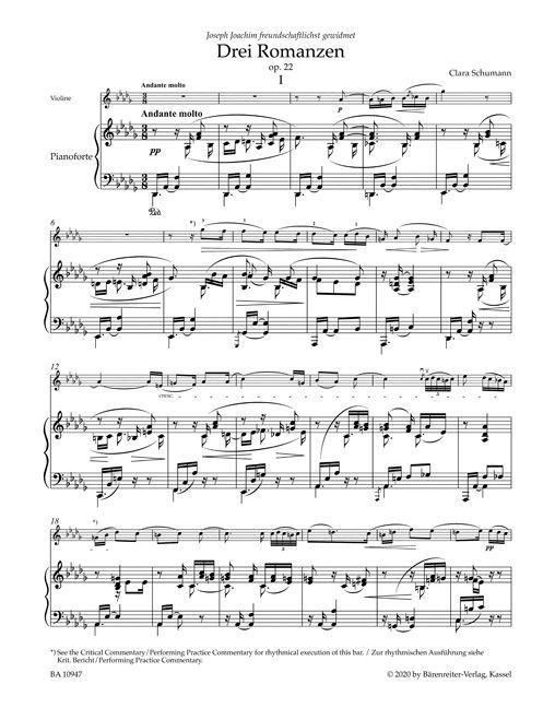 Produktbild: Drei Romanzen f&uuml;r Violine und Klavier op. 22