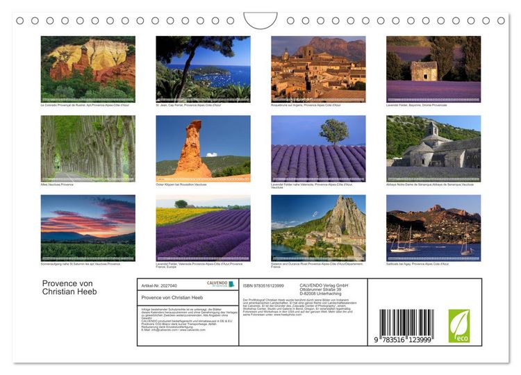 Produktbild: Provence von Christian Heeb (Wandkalender 2026 DIN A4 quer), CALVENDO Monatskalender