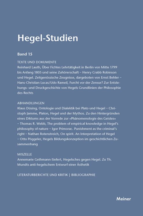 Produktbild: Hegel-Studien Band 15