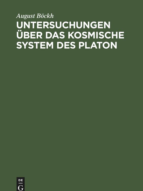 Produktbild: Untersuchungen &uuml;ber das Kosmische System des Platon