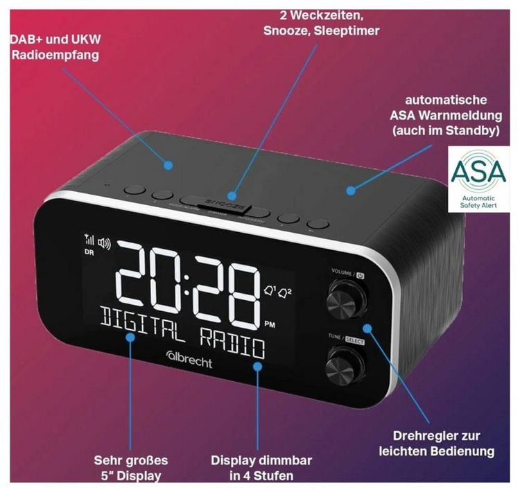 Produktbild: Albrecht DR 455 Radiowecker DAB+, UKW Weckfunktion Schwarz